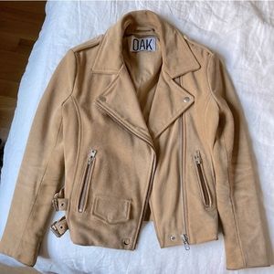Camel Suede Moto Jacket in Size Small